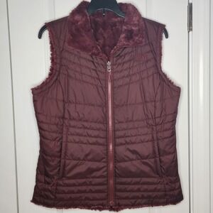 The North Face Reversible Fleece Quilted Vest Burgundy Women's M